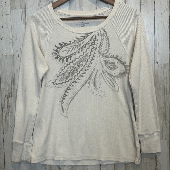 Sonoma Graphic Waffle Shirt Size Small Long Sleeve Hippie Boho Grunge Y2K EUC - Picture 1 of 6